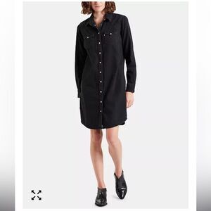 Levi's Women's Cotton Ultimate Western Dress Black Long Sleeve Sz XS NWT